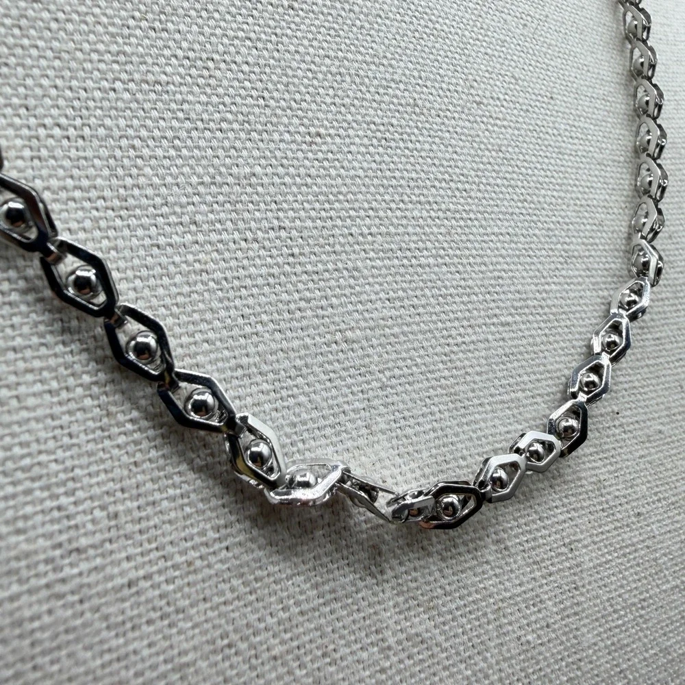 Stainless Steel Geometric Link Necklace Triple Strand Bracelet Set Statement Y2K
